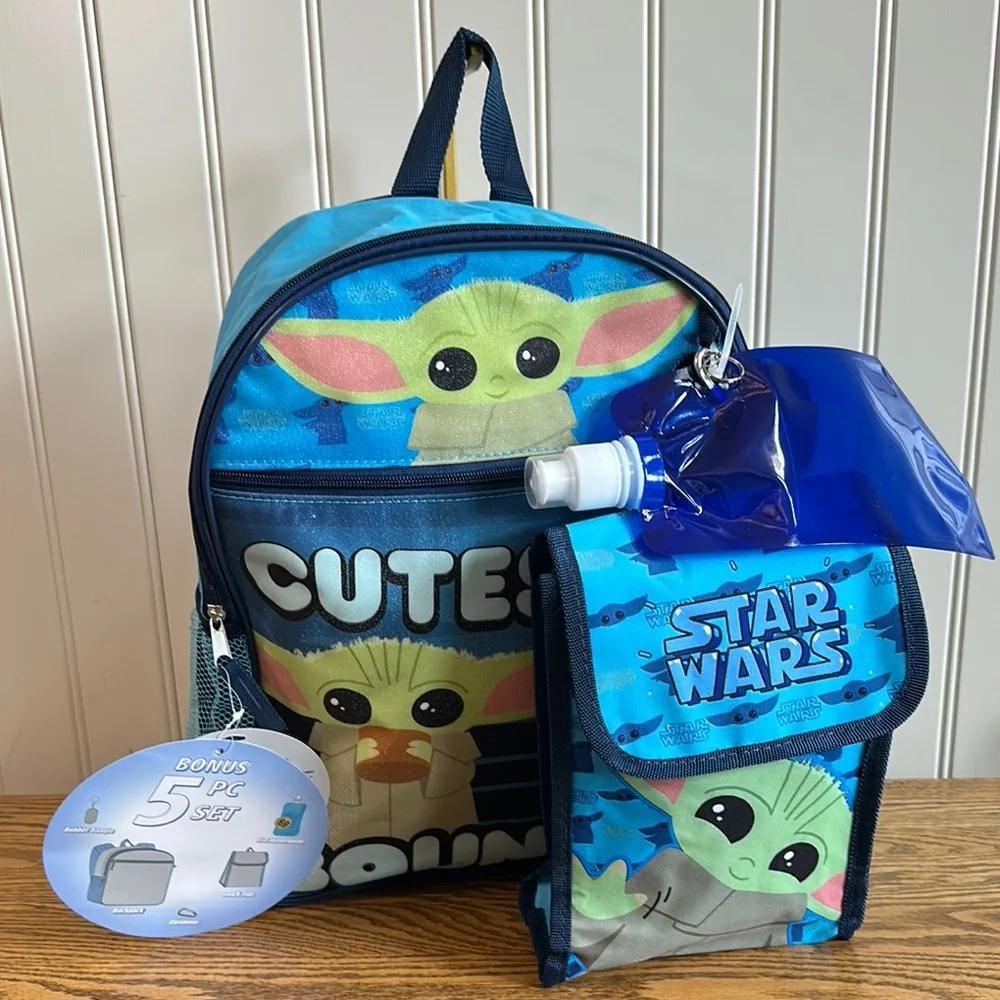 Disney Star Wars Blue and Green Baby Yoda Backpack Set NWT
